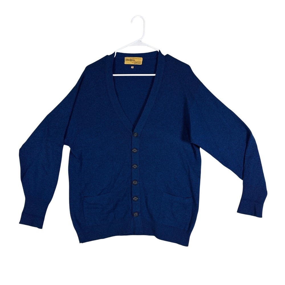 Vintage Neiman Marcus Ballantyne Cashmere Cardigan Blue Made in Scotland Size 46